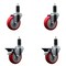 Service Caster 4'' Red Poly Wheel Swivel 1-1/4'' Expanding Stem Caster Set 2 Brakes, 4PK SCC-EX20S414-PPUB-RED-2-PLB-2-114 - alternate 1